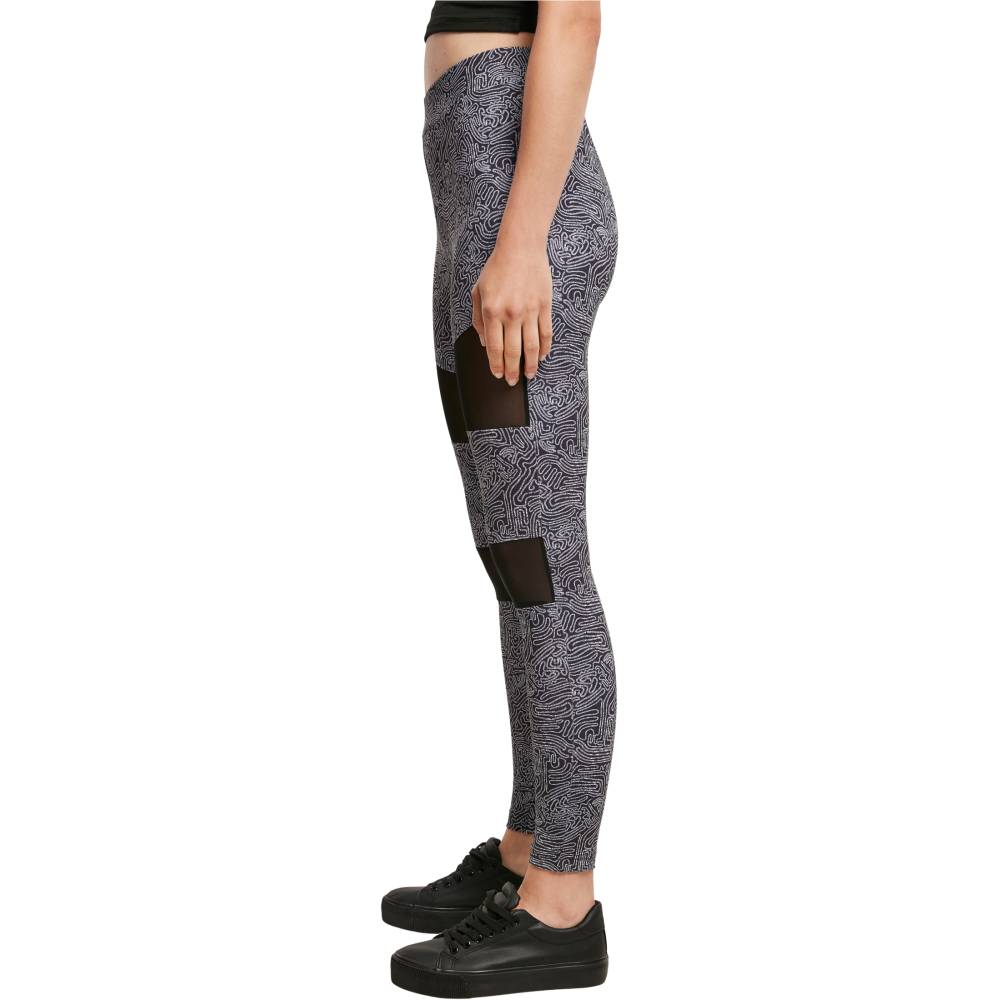 Urban Classics - Tech Mesh AOP blackzen Work out sport legging - Black